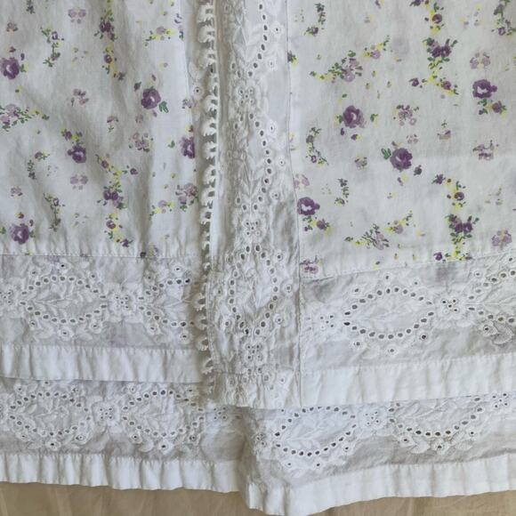 The 1 for U Sz S Rosalind Long Sleeve Cotton Housecoat Lilac Rose Print Romantic - Picture 13 of 16